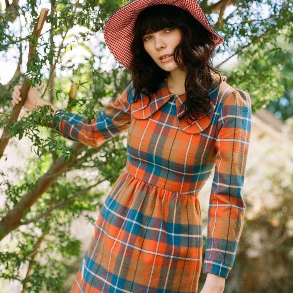 Lykke Wullf Pia Dress Plaid Orange and Blue Women's Dress